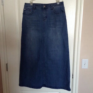 Tribal Women's Maxi Long Blue Denim Pencil Skirt Size 8 Western Country Girl